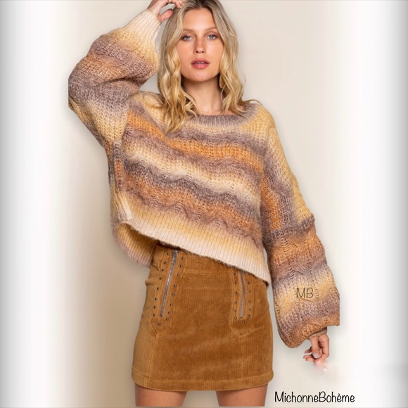 POL Pumpkin Chai Balloon Sleeve Sweater L - Picture 4 of 13